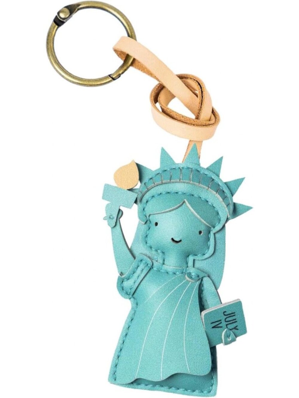 Hand-Sewn Leather Keychain Charm | Travel Icon Bag Accessory for Car & Backpack